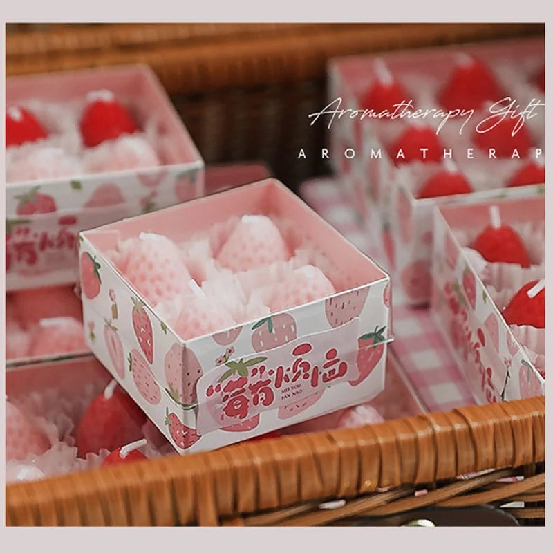 Strawberry Scented Candles Gift Box | Handmade Fruit Aromatherapy Candles