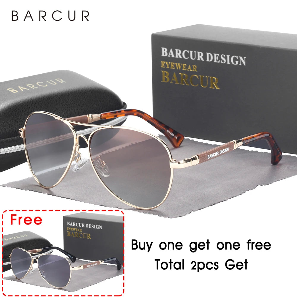 BARCUR Polarized Pilot Sunglasses – Memory Frame, Gradient Mirror Lens | Women & Men