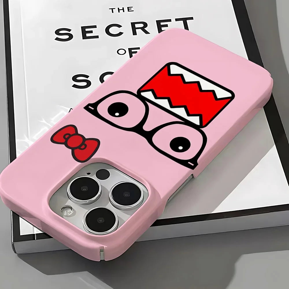 Cute Domo-kun Phone Case – Glossy Hard PC Cover for iPhone 16 15 14 13 12 11 Pro Max XS XR XSMax 6 7 8 Plus✅FREE UK Delivery