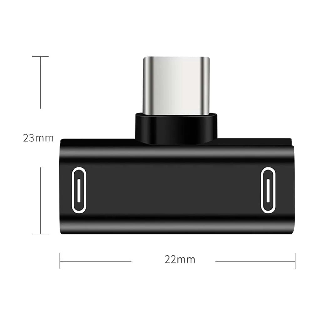 USB C Splitter Type C Male to Dual Type C Female Earphones Charger Adapter Splitter Converter
