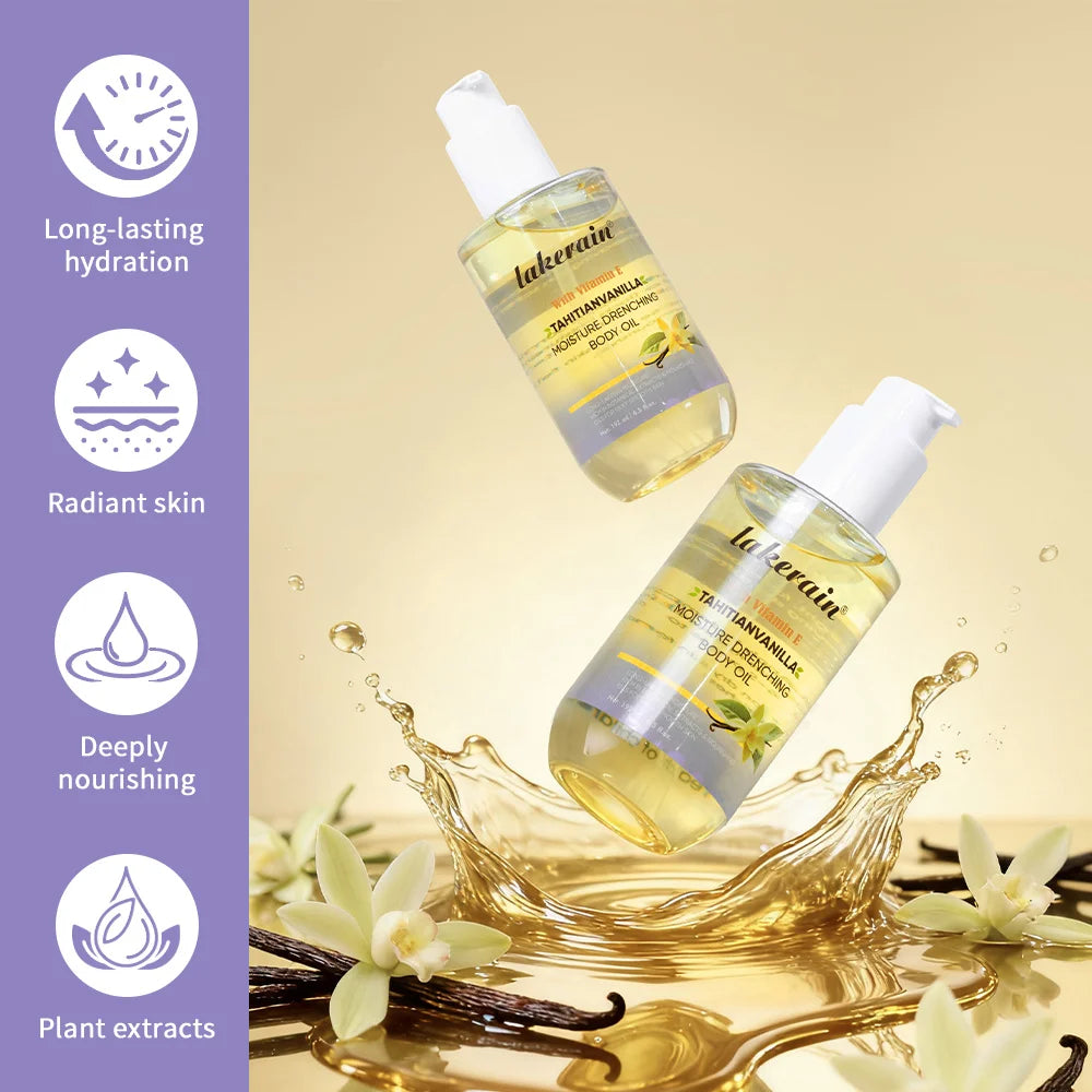 Lakerain Moisturizing Body Oil – Deep Hydration, Long-Lasting Nourishment, Non-Greasy, Vanilla Scent ✅ FREE UK Delivery