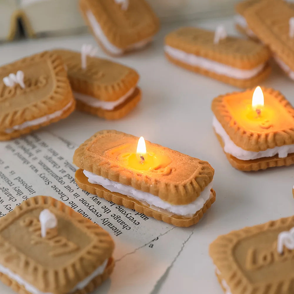Cute Handmade Biscuit Scented Candle | Soy Wax Aromatherapy Home Decoration