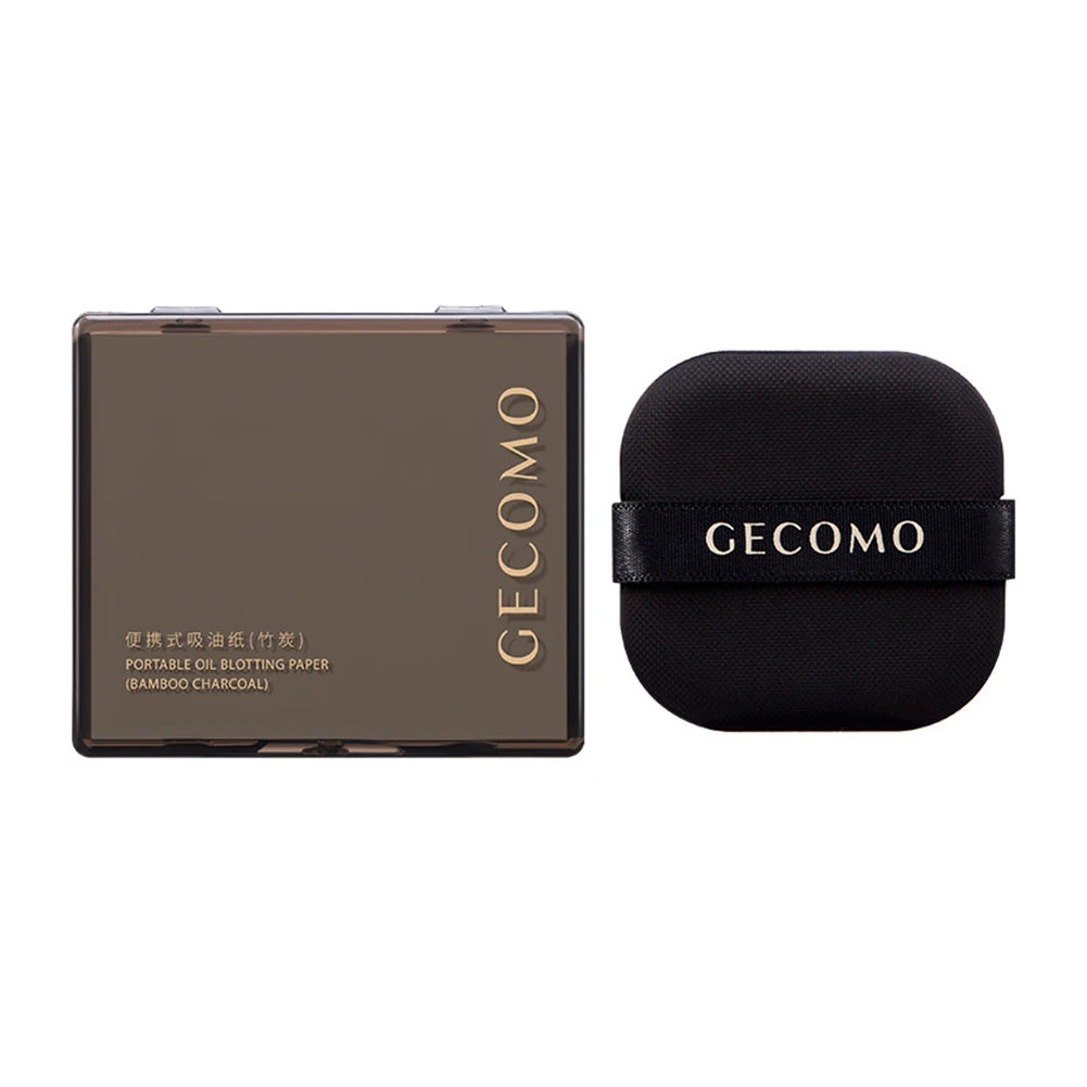 100 Sheets Bamboo Charcoal Oil Blotting Papers – With Case & Powder Puff | For Oily Skin