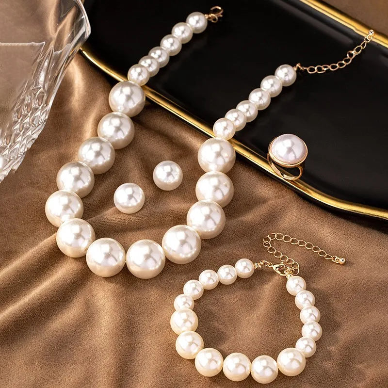 3-Layered Faux Pearl Necklace Set – Vintage Baroque Style with Cross Pendant FREE UK Delivery