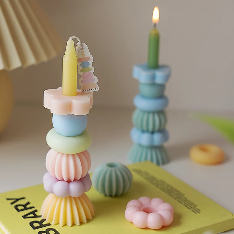 Stackable Geometric Soy Wax Scented Candle | Wedding & Party Decor