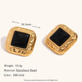 La.Muses Gold Plated Square Stud Earrings – Black Acrylic Inlay, Vintage Elegant Design, Chic Fashion Jewelry for Women, Daily & Party Wear ✅FREE UK Delivery