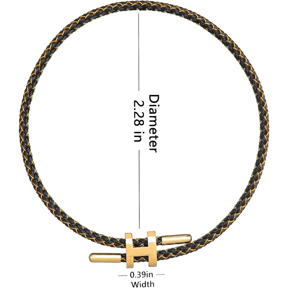 Adjustable Rope Charm Bracelet – 14K Gold Plated H Buckle, Stainless Steel, Multi-Color Cord, Minimalist Fashion Jewelry & Gift ✅FREE UK Delivery