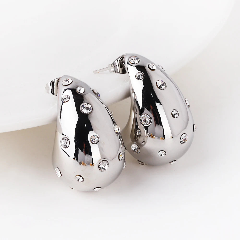18K PVD Gold Teardrop Earrings – Waterproof Steel