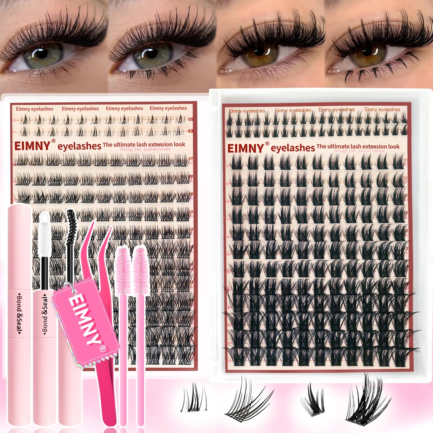 EIMNY DIY Cluster Lash Extension Kit – Full Set for Beginners