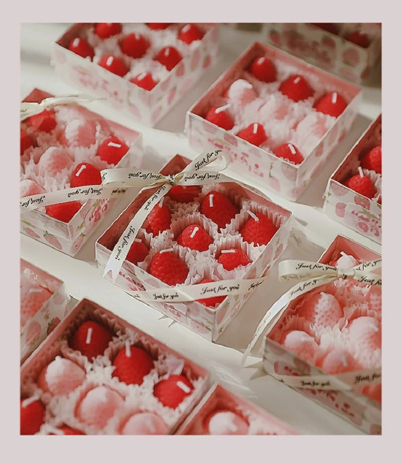 Strawberry Scented Candles Gift Box | Handmade Fruit Aromatherapy Candles
