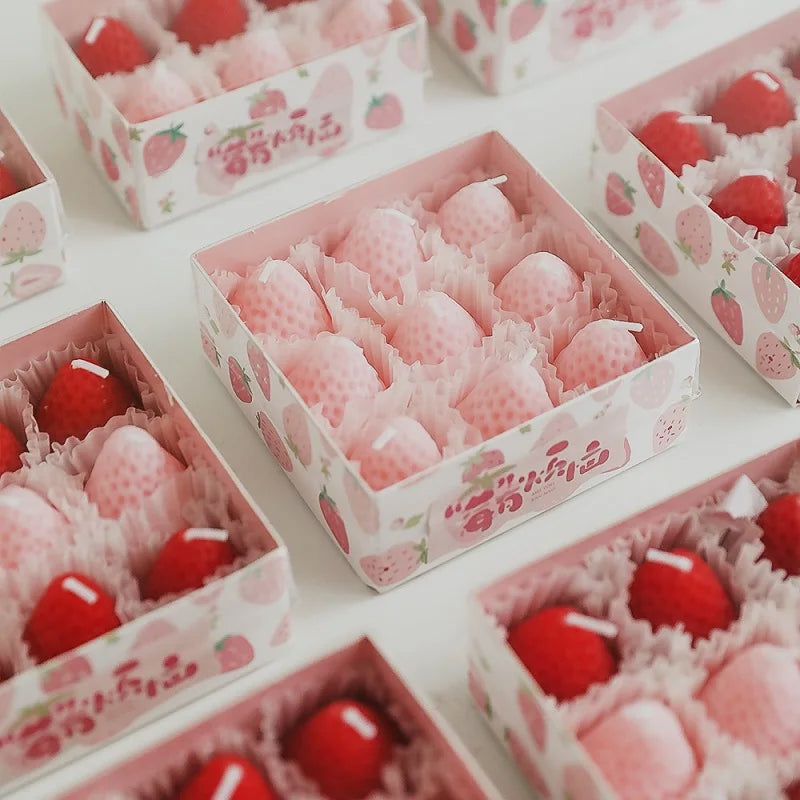 Strawberry Scented Candles Gift Box | Handmade Fruit Aromatherapy Candles