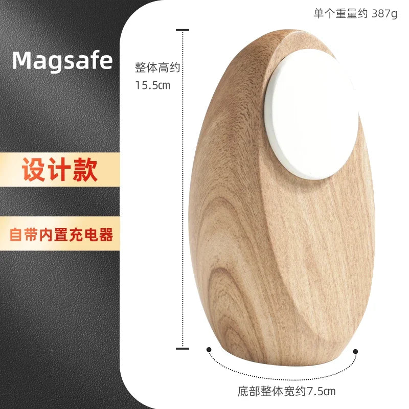 MagSafe Wooden Wireless Charger Stand | Egg-Shaped Desktop Organiser