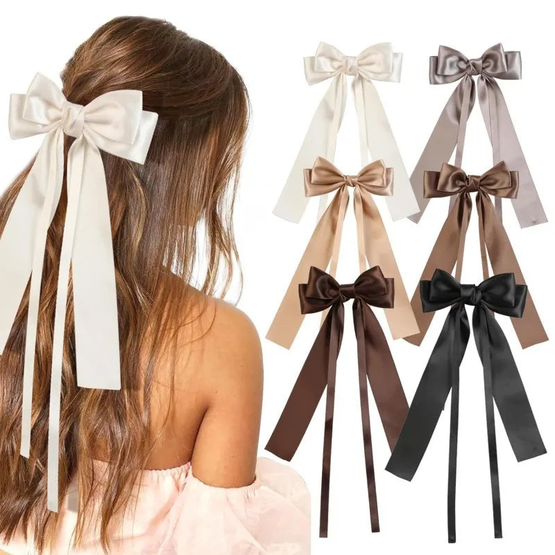 Sweet Simple Temperament Girl Bow Floaty Hair Clip Ribbon Chinese Style Everything