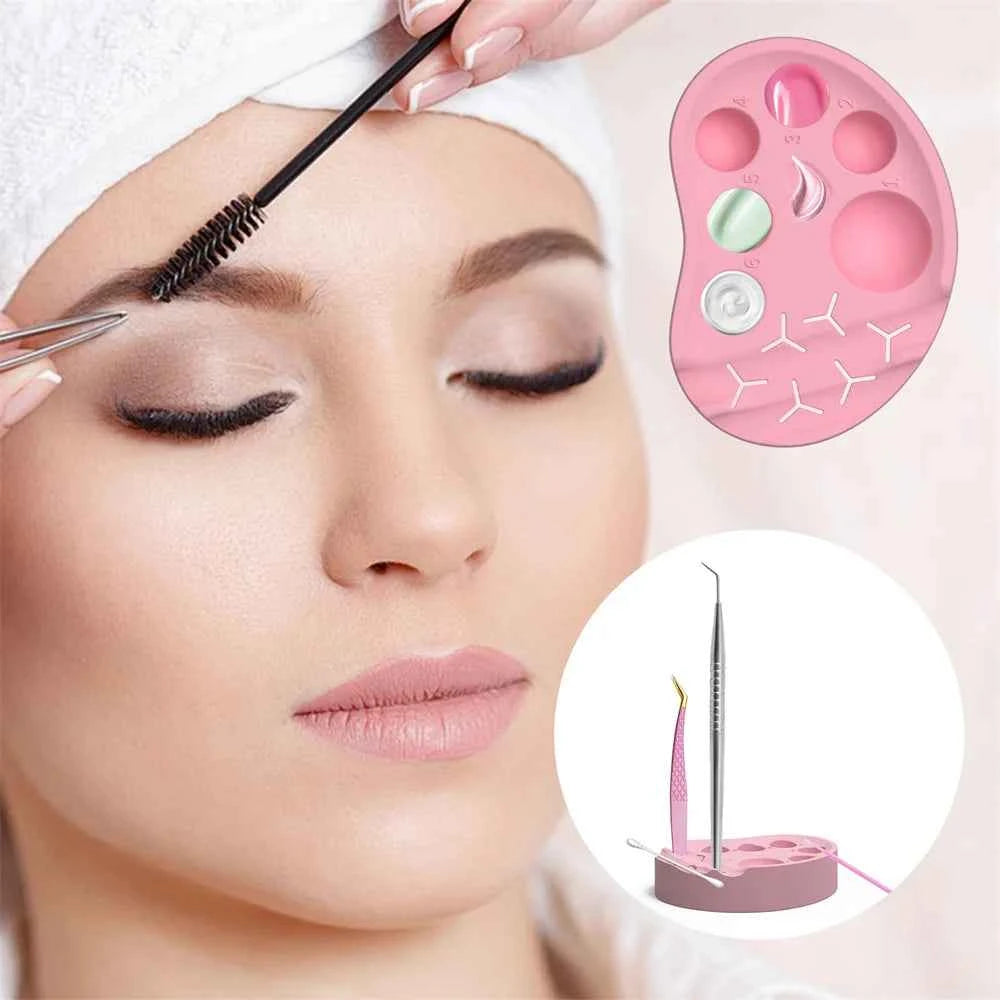 Silicone Eyelash Lift Palette Multi-Function Polish Gel Mixing Makeup Tool Eyelash Extension Reusable Silicone Lash Palette