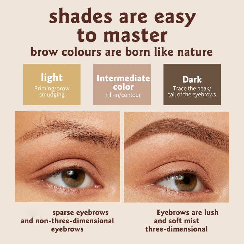 3-Shade Waterproof Eyebrow Powder Palette