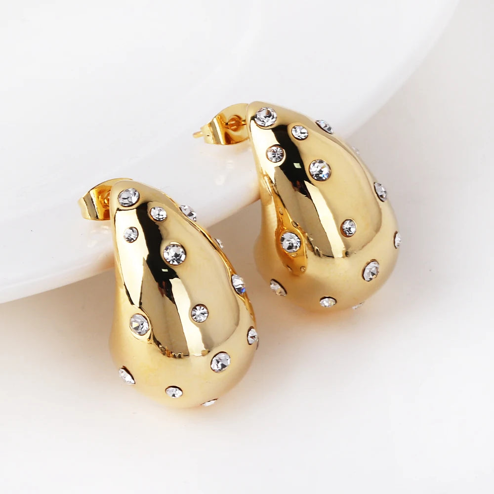 18K PVD Gold Teardrop Earrings – Waterproof Steel