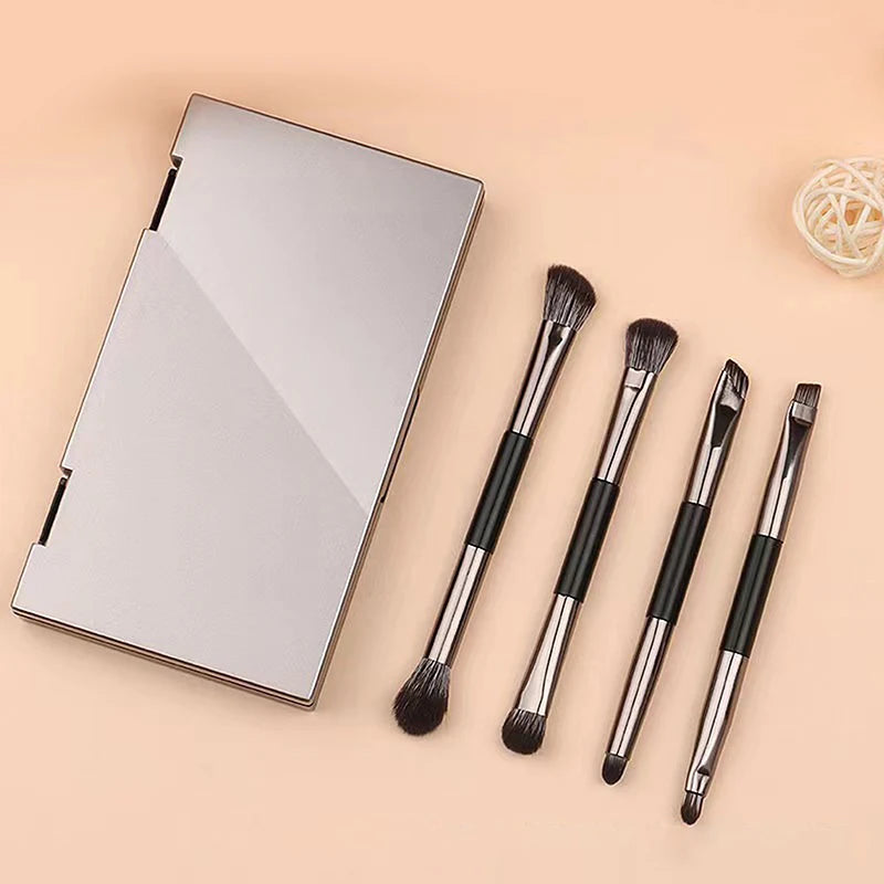 Mini Travel Makeup Brush Set with Mirror