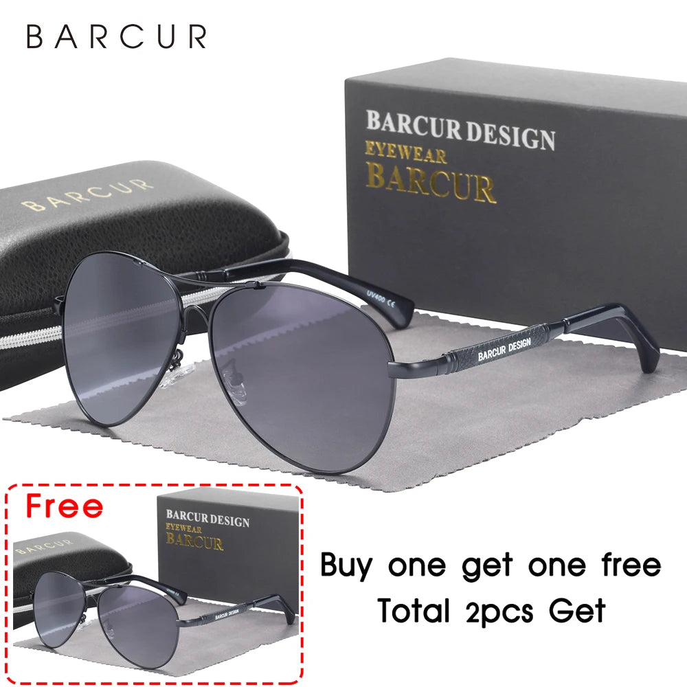 BARCUR Polarized Pilot Sunglasses – Memory Frame, Gradient Mirror Lens | Women & Men