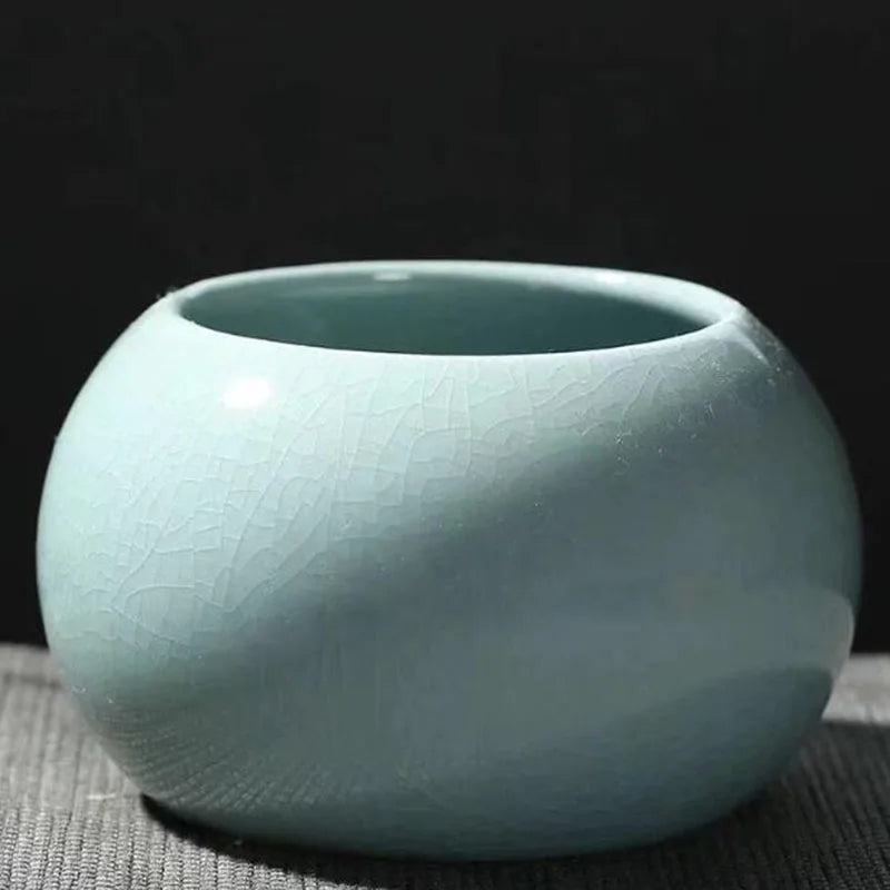 Handmade Ice Crack Round Vase – Ceramic Succulent Pot & Home Garden Decor