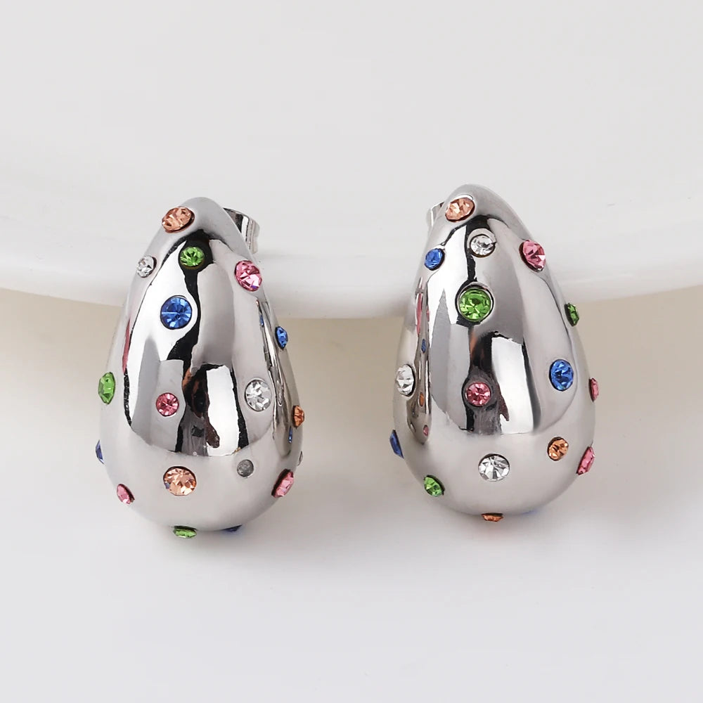 18K PVD Gold Teardrop Earrings – Waterproof Steel