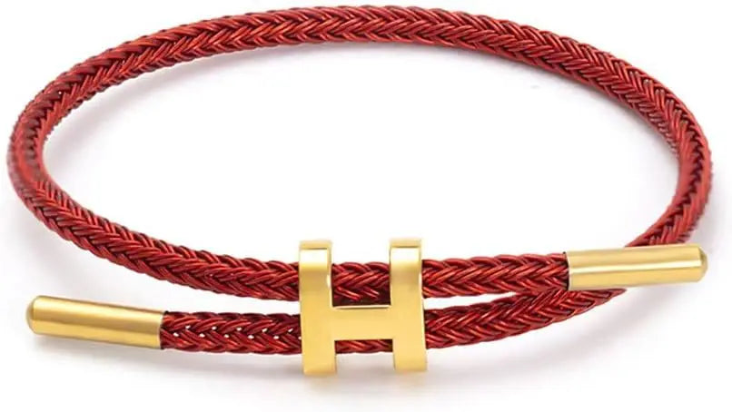 Adjustable Rope Charm Bracelet – 14K Gold Plated H Buckle, Stainless Steel, Multi-Color Cord, Minimalist Fashion Jewelry & Gift ✅FREE UK Delivery