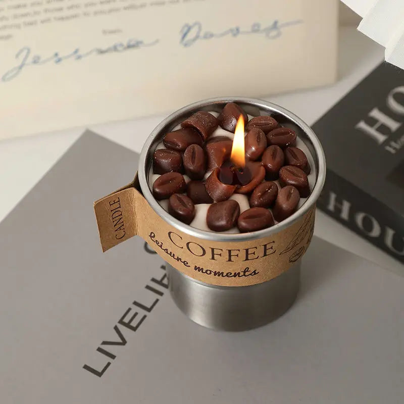 Coffee Bean Scented Candle | Premium Simulation Cup Wax Gift Candle