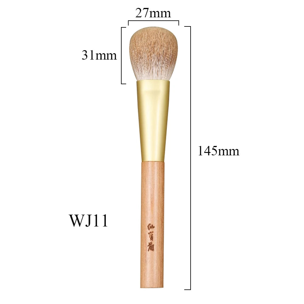 WJ11 Handmade Blush Brush – Vintage Snow Fox Hair, Yakusugi Wood Handle