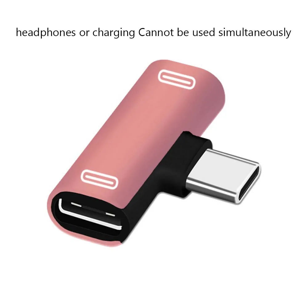2-in-1 USB-C Splitter Adapter – Type-C Male to Dual Type-C Female for Charging & Earphones