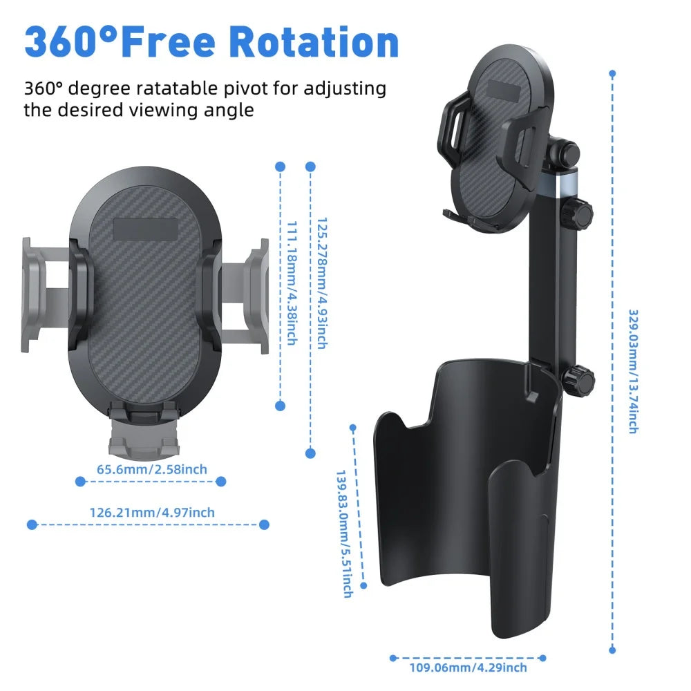 Car Cup Phone Stand 360 Rotation 2 in 1 Expander Multifunction Car Support for Auto Interior Drink Organizer Storage Accessories