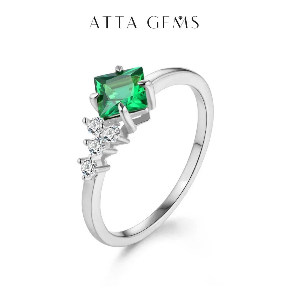 925 Sterling Silver Emerald Ring | 18K Gold Plated | Engagement Wedding Band | Free UK Delivery