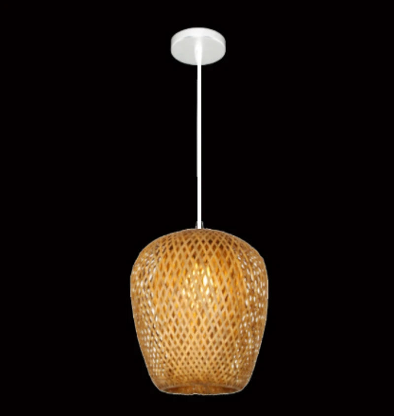 Handmade Rattan Pendant Light – Boho Wicker Hanging Lamp