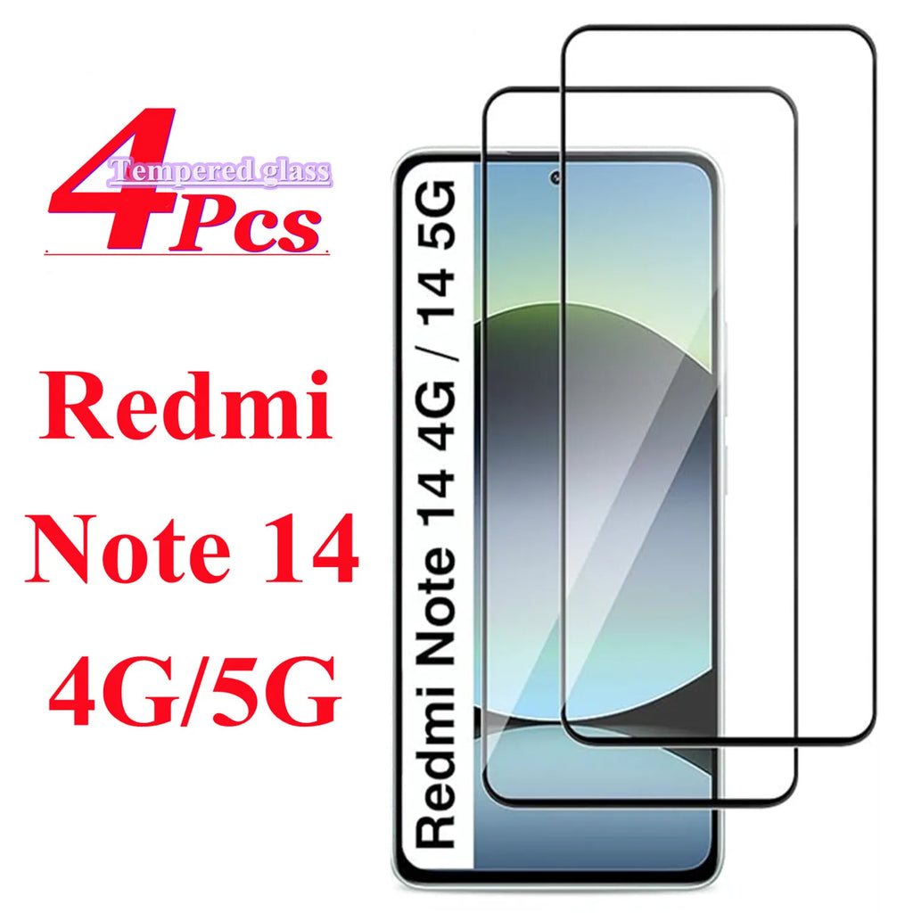 Screen Protector For Xiaomi Redmi Note 14 4G/5G Tempered Crystal Bubble Free 9H Hardness Tempered Glass HD Screen Protector