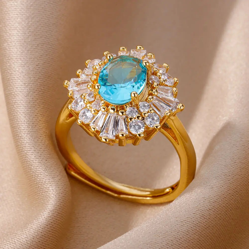 18K Gold Plated Stainless Steel Zircon Rings – Trendy Jewelry Gift