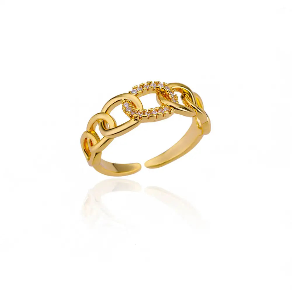 18K Gold Plated Stainless Steel Zircon Rings – Trendy Jewelry Gift