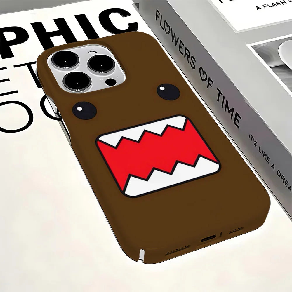 Cute Domo-kun Phone Case – Glossy Hard PC Cover for iPhone 16 15 14 13 12 11 Pro Max XS XR XSMax 6 7 8 Plus✅FREE UK Delivery