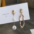 Asymmetric Long Earrings | Freshwater Pearl & Gold/Silver