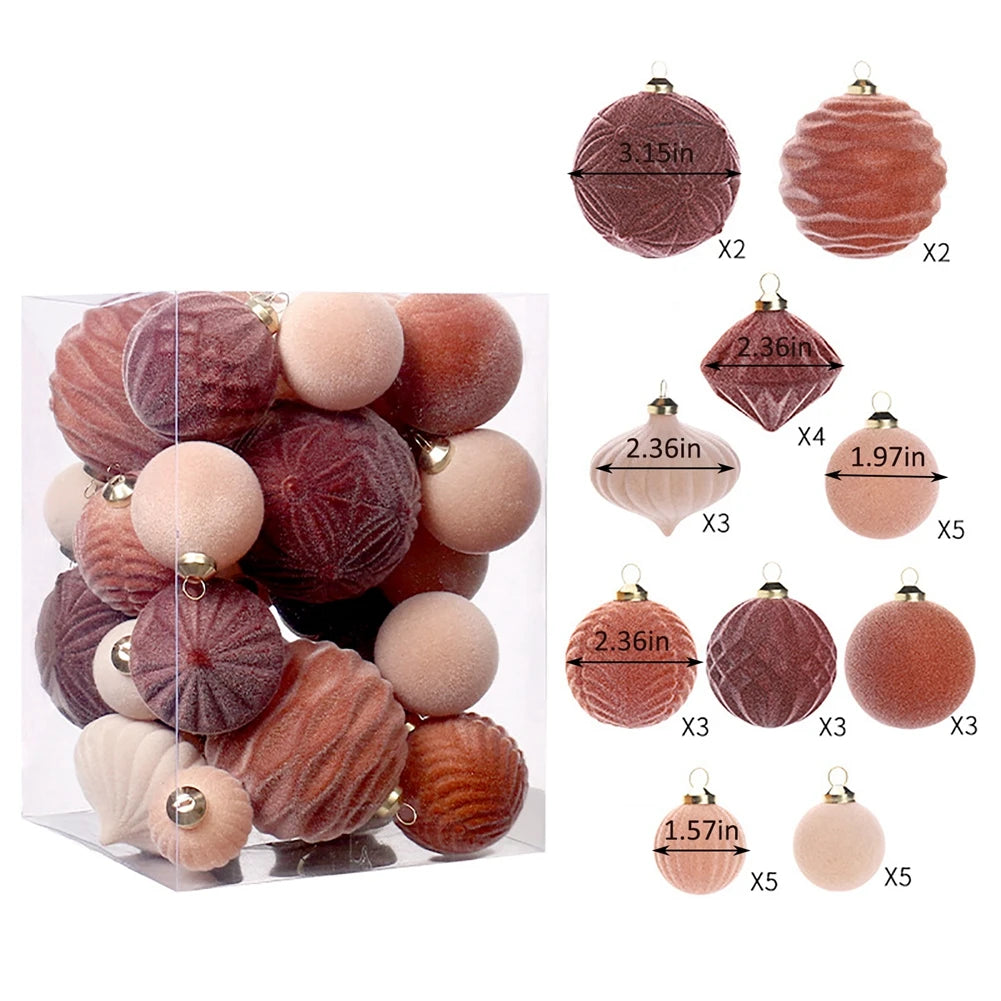 35-Piece Velvet Christmas Ball Ornaments Set – Shatterproof Tree Decorations