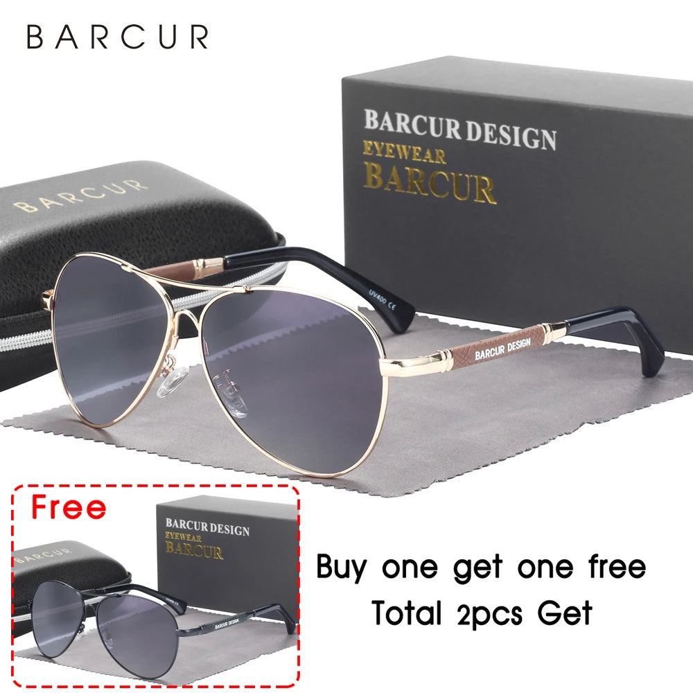 BARCUR Polarized Pilot Sunglasses – Memory Frame, Gradient Mirror Lens | Women & Men