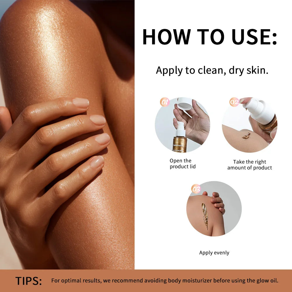 Lakerain Shiny Body Oil Full-Body Highlight Moisturizing Skin Nourishment Body Oil for Smooth And Gleaming Skin✅ FREE UK Delivery