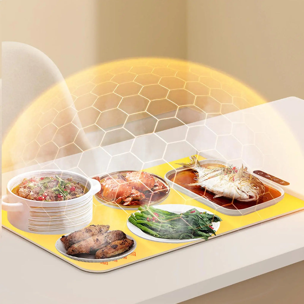 Food Warmer Pad Foldable Silicone Heating Pad Portable Meal Cart Insulation Pad 6-Level Temperature Adjustment