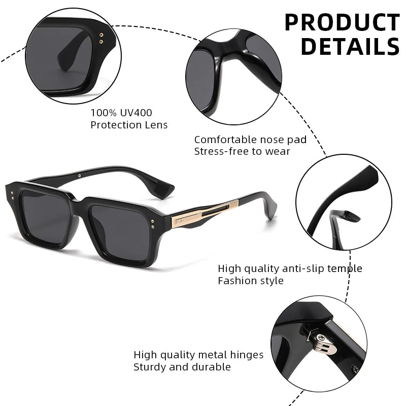 High-end Square Sunglasses Men Women Luxury Business Sun Glasses Fashion Daily Decorative Outdoor Shades UV400