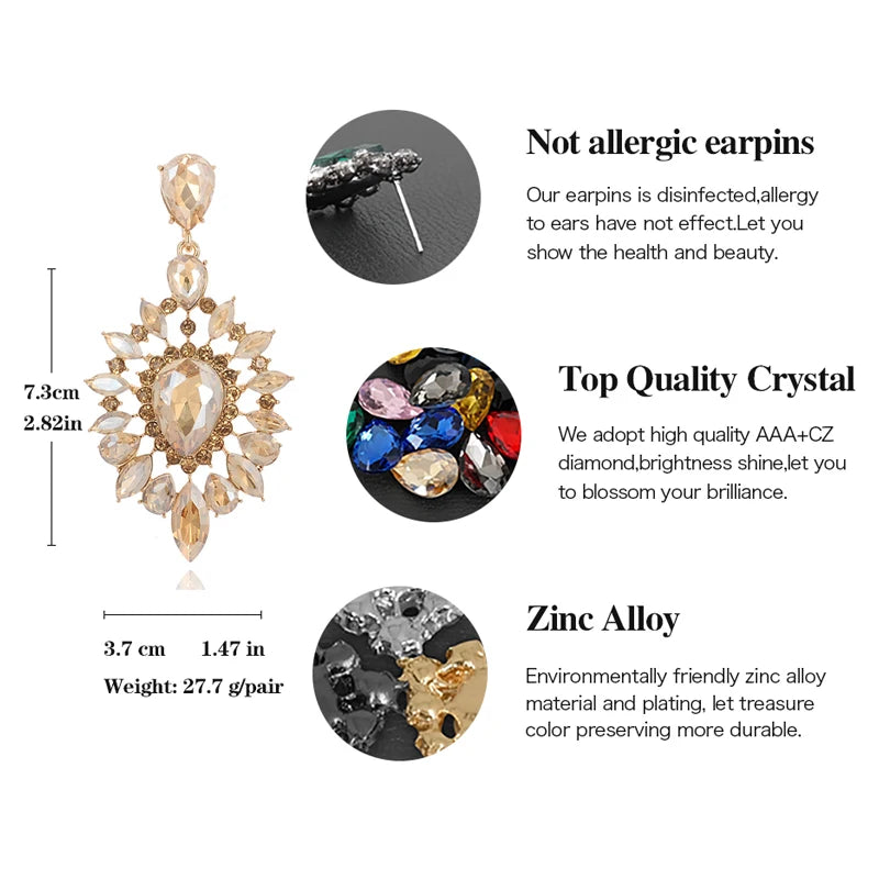 Luxury Crystal Drop Earrings – Wedding & Party