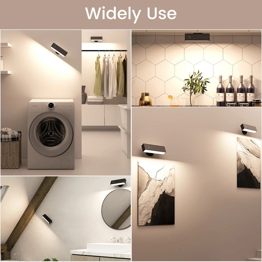 Modern Rechargeable Wall Sconces Battery Operated Wall Mount Bedside Lamp USB Charge Removable 360° Rotate Magnetic Wall Lights