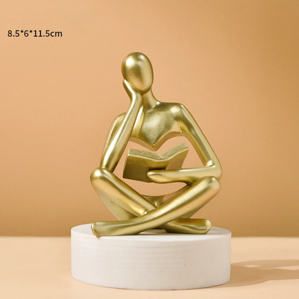 Abstract Thinker Sculpture | Modern Resin Figurine for Bookshelf & Desk Decor