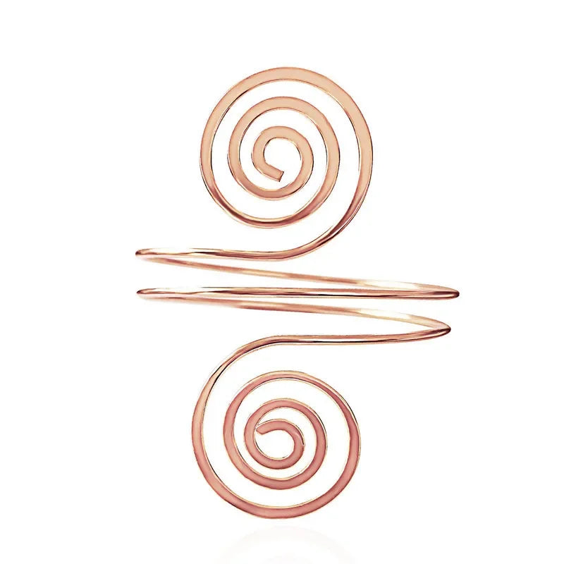 Spiral Swirl Upper Arm Cuff – Gold & Silver Boho Jewellery for Women