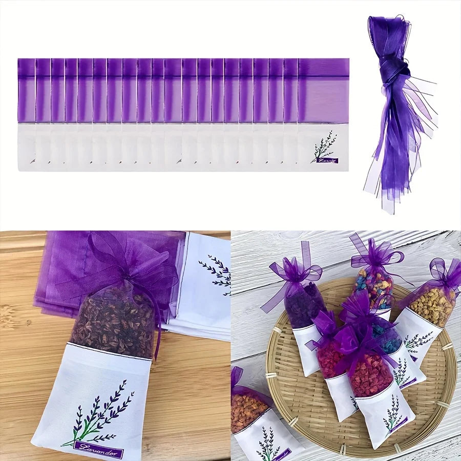 20pcs/ Lace Linen Sachet, Empty Bag Purple Strap Mesh Sachet Sachet Bag Suitable for Living Room Room, Study, Aromatherapy Bags
