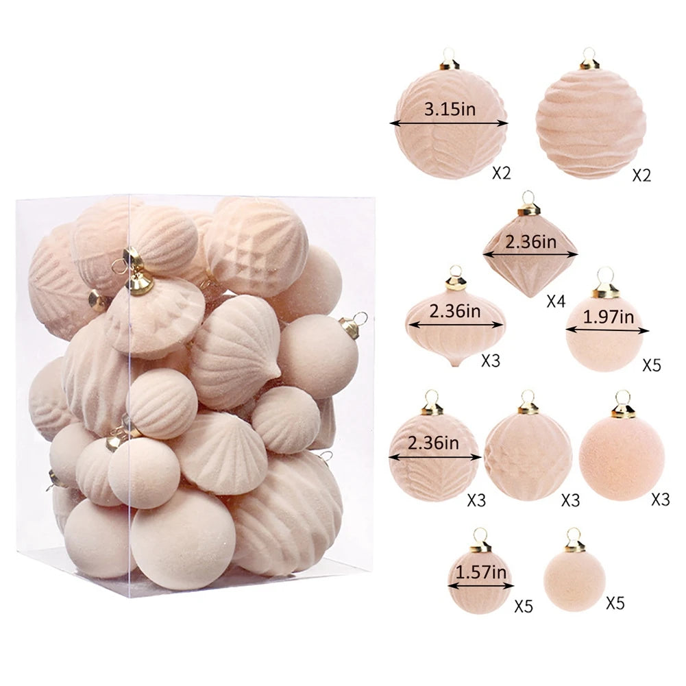 35-Piece Velvet Christmas Ball Ornaments Set – Shatterproof Tree Decorations