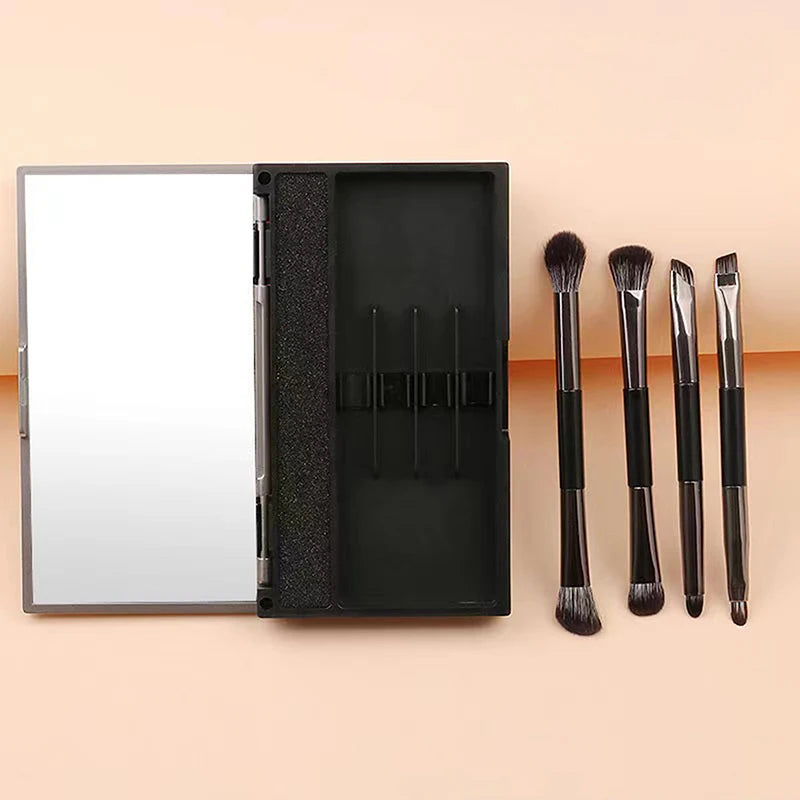 Mini Travel Makeup Brush Set with Mirror